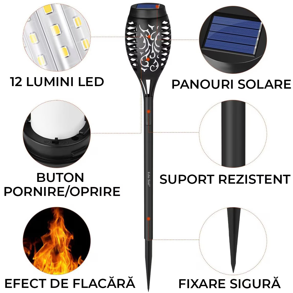 Set de 6 Lampi Solare pentru Exterior