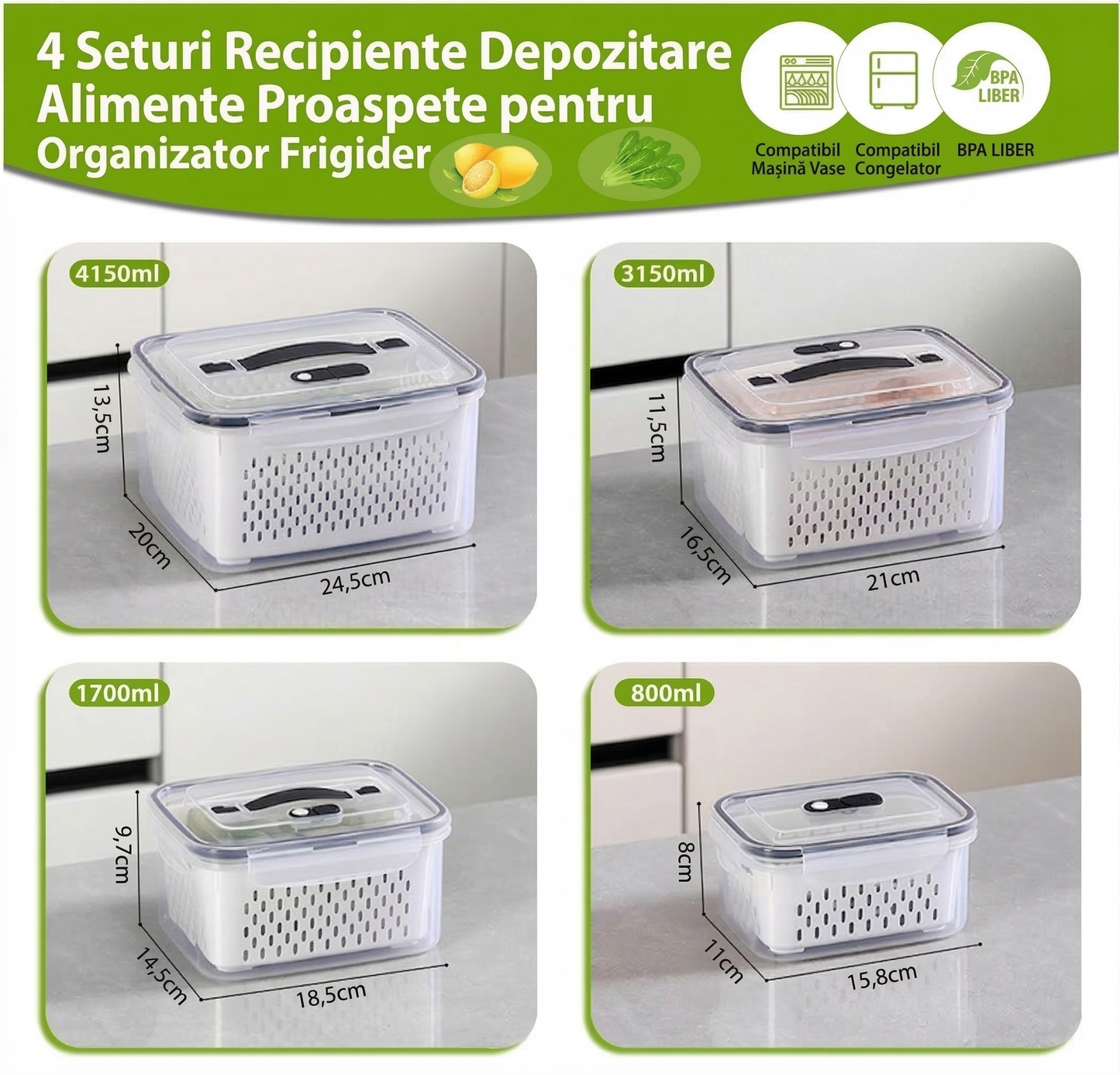 Set 8 Piese Recipiente de Depozitare