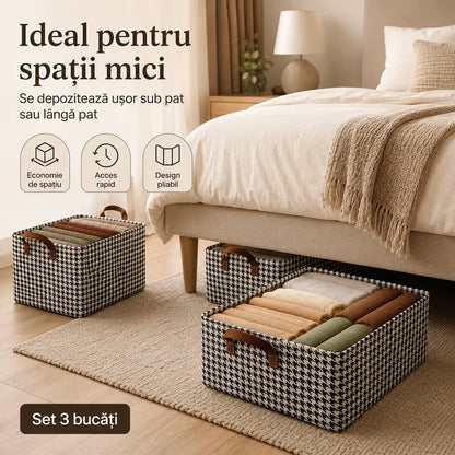 Set 3 Cutii de Depozitare Pliabile