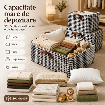 Set 3 Cutii de Depozitare Pliabile
