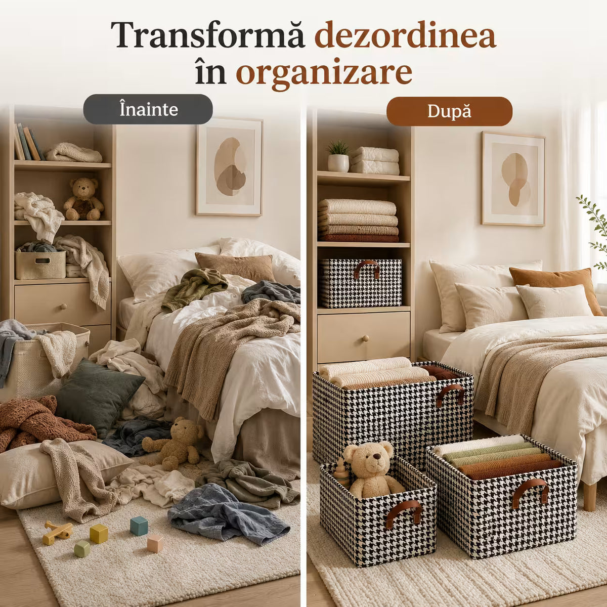 Set 3 Cutii de Depozitare Pliabile